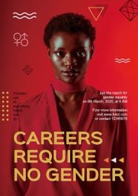female, gender equality, careers require no gender, Created by the Fotor team Poster Template