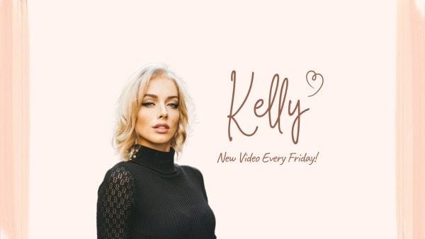 woman, youtuber, vlogger, Pink Minimalist Fashion Beauty Youtube Channel Art Template