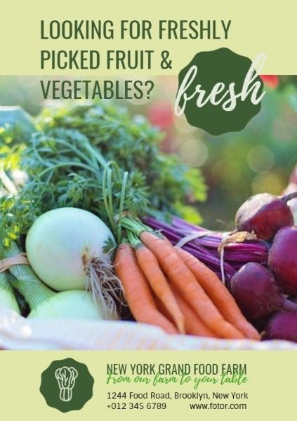 vegetable, fruit, fresh, Food Farm Sale Flyer Template