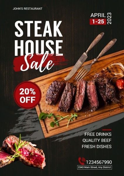 Black Steak House Sale Poster