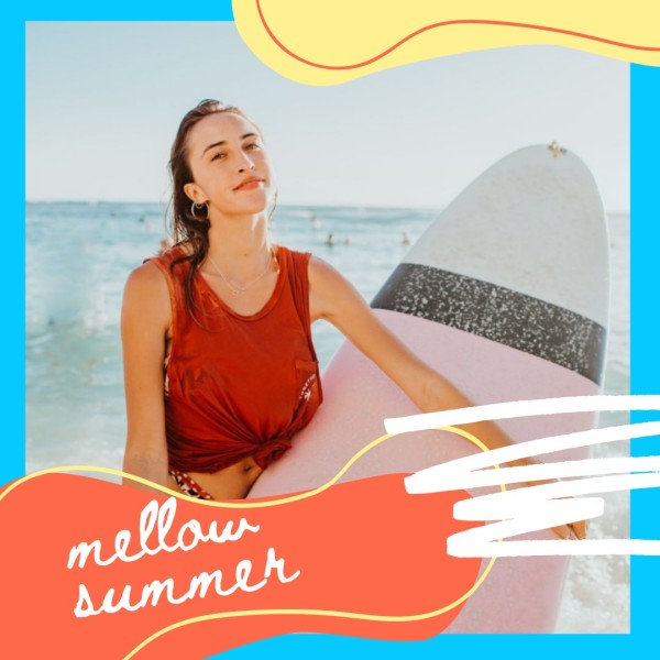 橙色和蓝色夏季冲浪 Instagram帖子