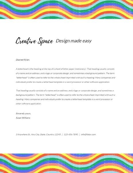 business, office, company, Rainbow Letter Letterhead Template