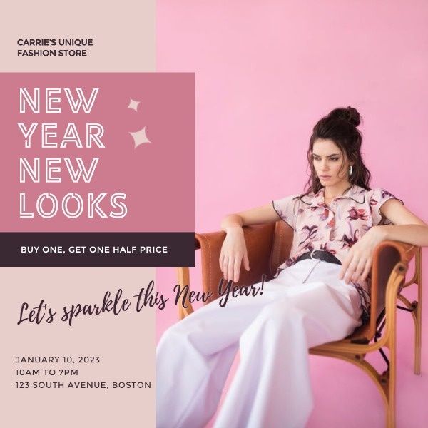 fashion, life, style, New Year New Looks Instagram Post Template
