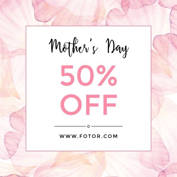 mothers day, mother day, promotion, Pink Watercolor Texture Mother's Day Sale Instagram Post Template