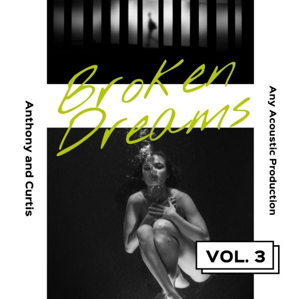 broken dreams, sing, singer, Black And White Country Music Cover Album Cover Template