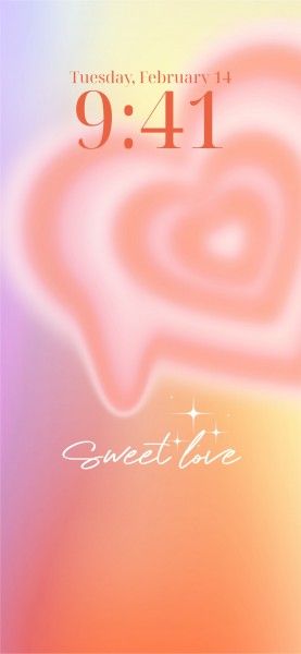 lock screen, love, heart, Pink And Orange Gradient Valentine's Day Phone Wallpaper Template