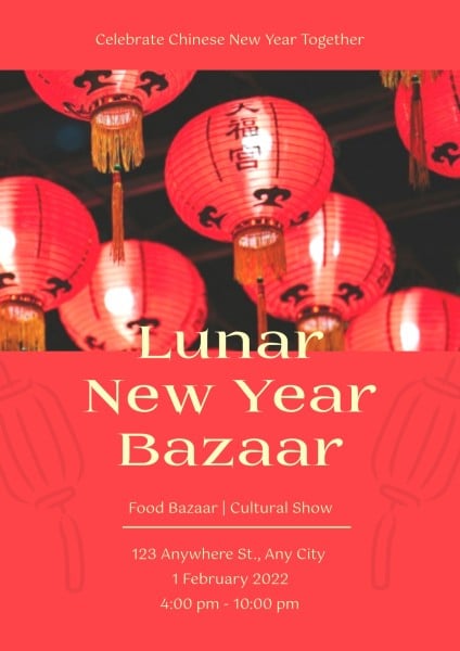 Red Chinese New Year Bazaar Poster