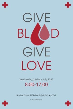 love, charity, organization, Blue Background Of Blood Donation Event Pinterest Post Template