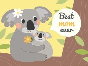 mothers day, mother day, greeting, Cartoon Cute Animal Mother's Day Card Template