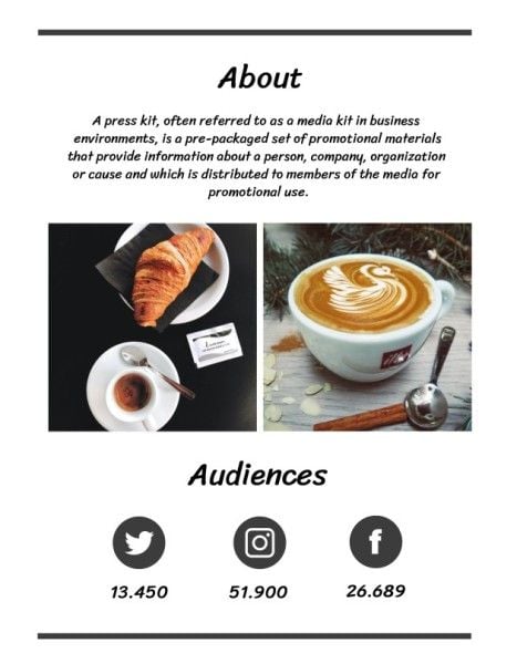 press kit,  cafe,  business, White Coffee Shop Press  Media Kit Template