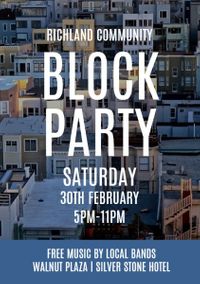 community, gathering, event, Blue Block Party Flyer Template