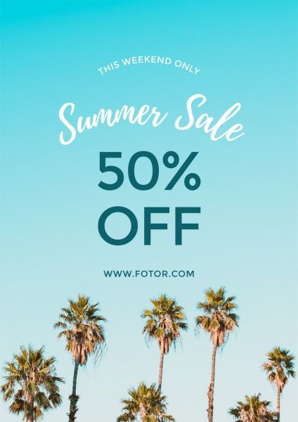 promotion, discount, selling, Blue Summer Sale Poster Template