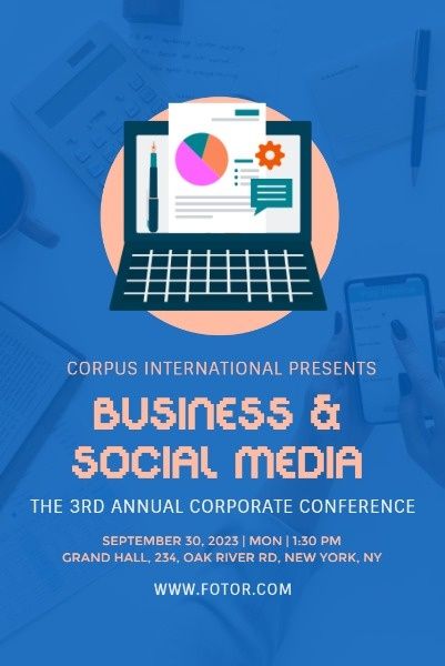 media, meeting, seminar, Business Conference Pinterest Post Template