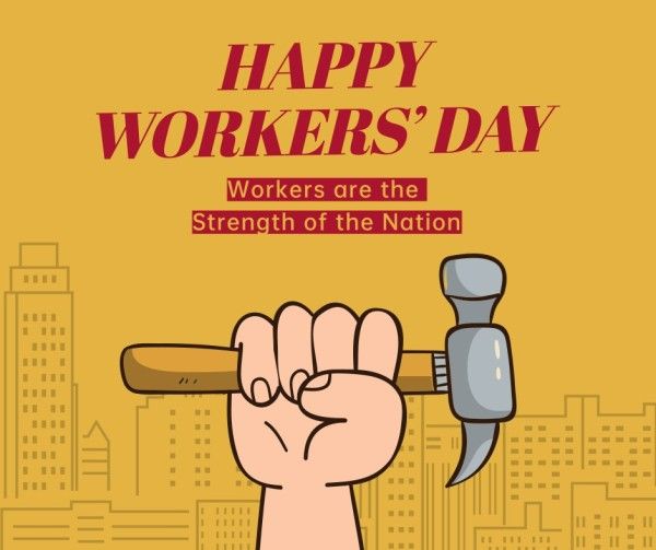 黄色の幸せな労働者の日 Facebook投稿