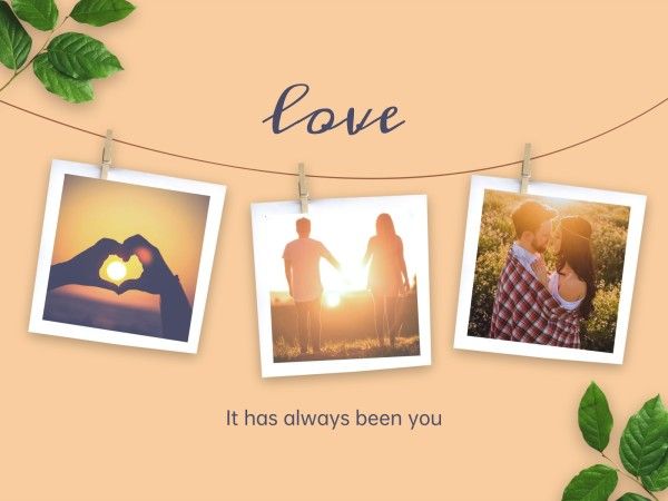 love, couple, valentine, Orange Polaroid Modern Collage Photo Collage 4:3 Template