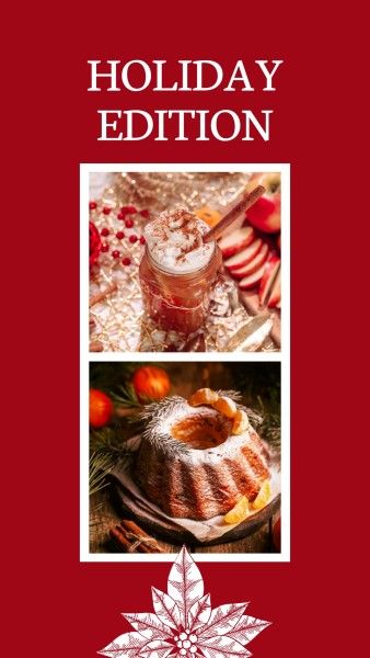 xmas, christmas recipe, collage, Red Christmas Dessert Recipe Instagram Story Template