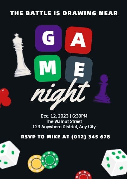 party, casino, play, Dice Game Night Invitation Template