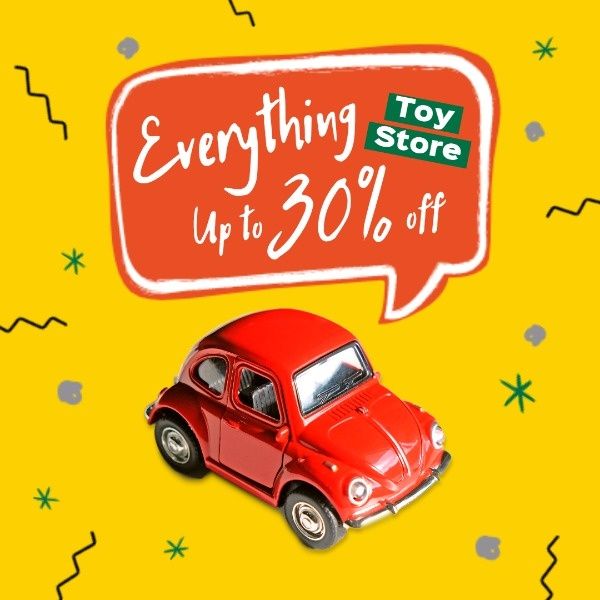 up to, star, play, Yellow Toy Store Discount Instagram Post Template