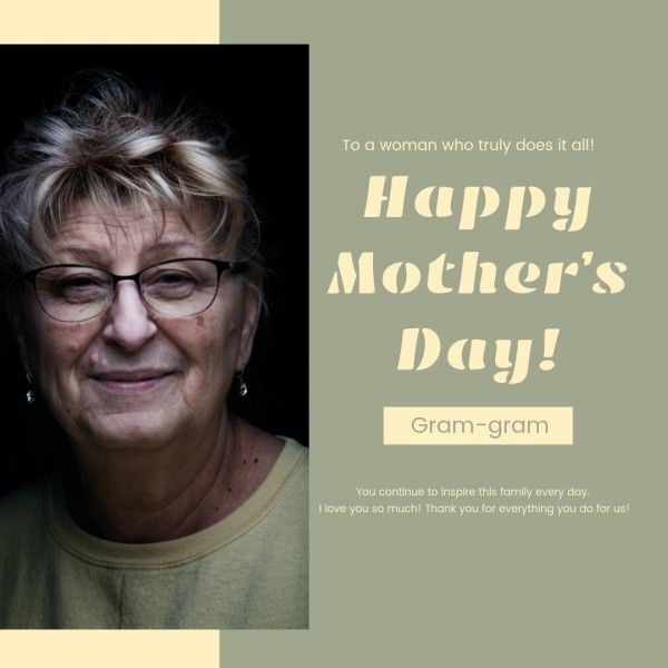 mothday, mothers day, love, Green Happy Mother's Day Instagram Post Template