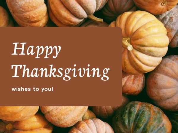 Thanksgiving Blessings & Squashes Personalised Happy Thanksgiving Card