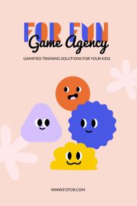funny, illustration, emoji, Pink Cartoon Game Agency Pinterest Post Template