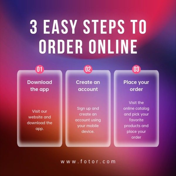 blackfriday, social media, sale, Purple Easy Steps To Order Online Instagram Post Template