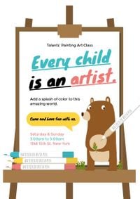 child, artist, draw, Painting Art Class Poster Template