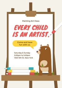 child, artist, draw, Painting Art Class Poster Template