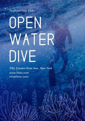 diver, diving, ocean, Open Water Dive Poster Template
