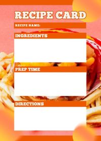 life, dish, street food, Orange Food Need To Eat Recipe Card Template