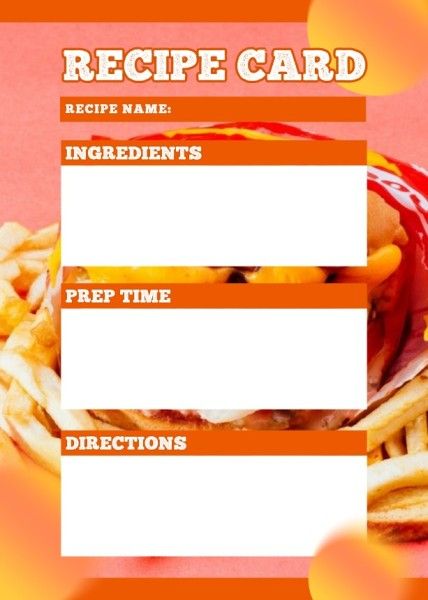 life, dish, street food, Orange Food Need To Eat Recipe Card Template