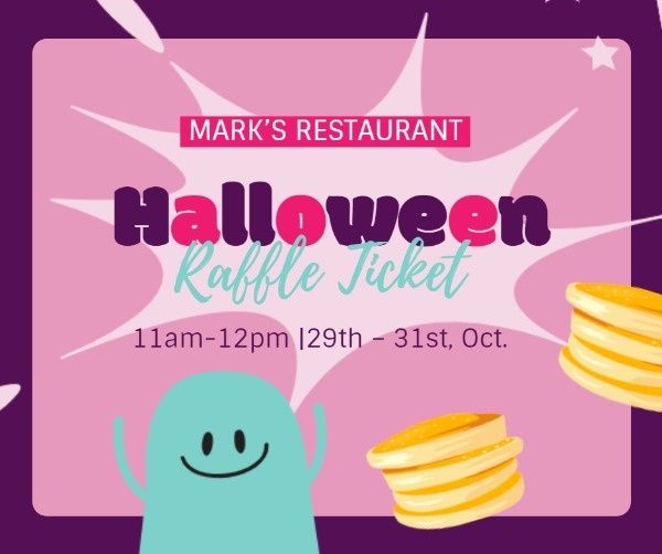 festival, holiday, raffle ticket, Pink Halloween Restaurant Raffle  Facebook Post Template