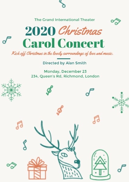 Deer Christmas Carol Concert Flyer
