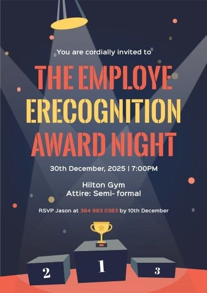 awards, ceremony, business, Employee Recognition Award Night Invitation Template