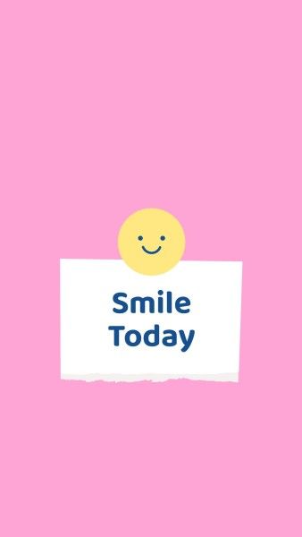 quote, emoji, smile, Pink Cute Sticky Note Mobile Wallpaper Template