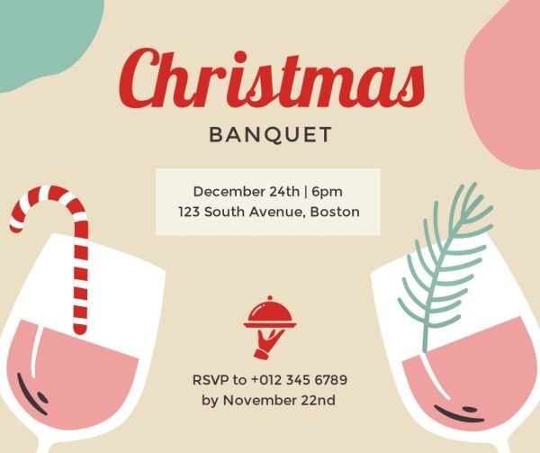 celebrate, invitation, holiday, Yellow Christmas Banquet Facebook Post Template