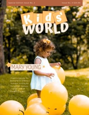 children, child, girl, Yellow Kid Having Fun Magazine Book Magazine Cover Template