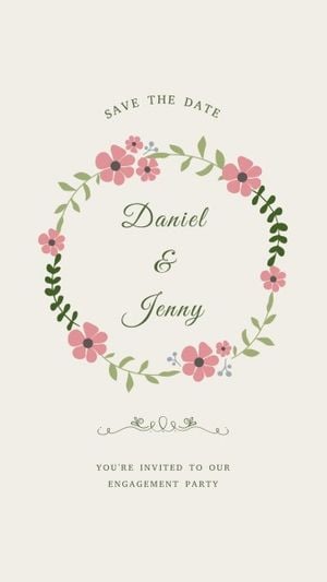 wedding, save the date, event, Illustration Wreath Engagement Party Invitation Instagram Story Template