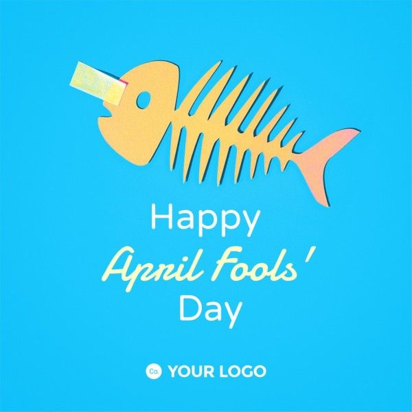 festival, happy, joy, Blue Minimal  April Fools' Day Instagram Post Template