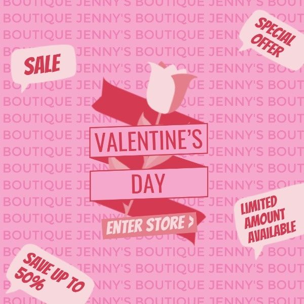 discount, business, promotion, Valentine's Day Sale Instagram Post Template