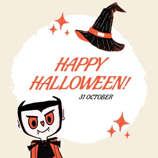 party, horror, fun, Cartoon Spooky Halloween Wish Instagram Post Template