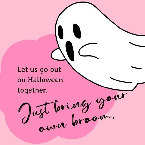 discount, price off, social media, Pink Happy Halloween Bring Your Own Broom Instagram Post Template