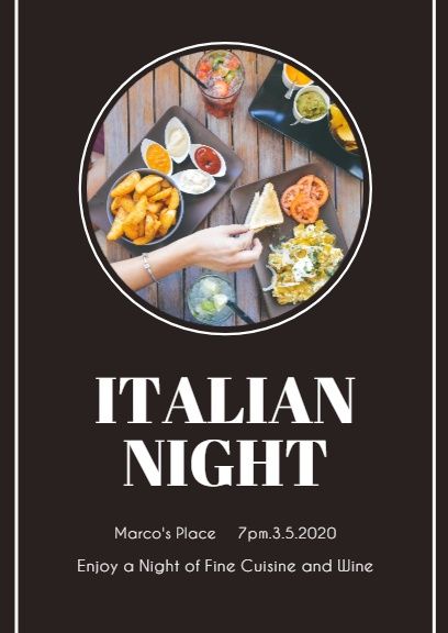 celebrate, celebration, celebrating, Black Italian Night Invitation Template