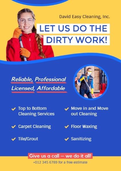 dirty work, cleaner, household, Cleaning Service Flyer Template