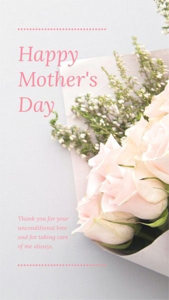 mothers day, mother day, celebration, White Clean Flower Bouquet Mother's Day Greeting Instagram Story Template