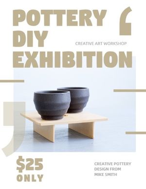 ceramics, china, handicraft, White And Golden Pottery DIY Exhibition Program Template