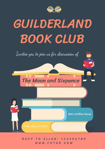 guilderland, read, reading, Book Club Invitation Template