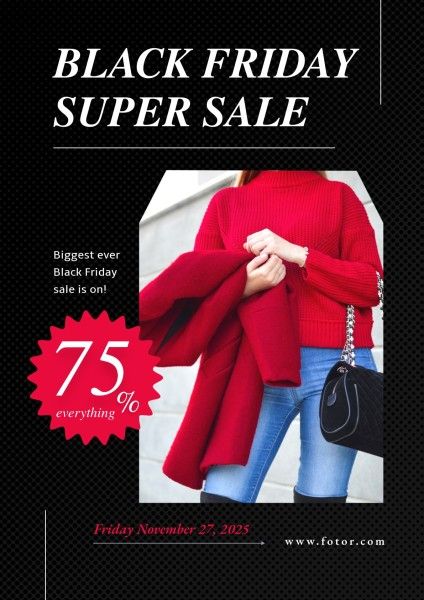 e-commerce, online shopping, promotion, Black Friday Branding Fashion Giveaway Rule Poster Template