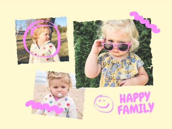 baby, kid, kids, Yellow And Pink Graffiti Collage Photo Collage 4:3 Template