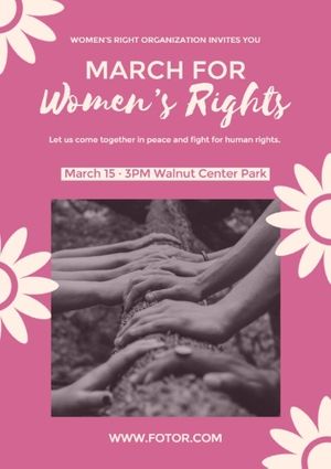 march for women, girl, international womens day, Pink International Women's Day Women's Right Campaign Flyer Template